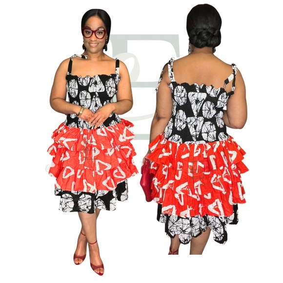 Dresses & Skirts - African Ankara Short Ruffle Dress (Custom) - Medium Ankara Print